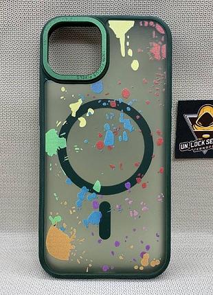 Чехол wlons unicorn противоударный pc+tpu для iphone 13 magsafe матовый зеленый