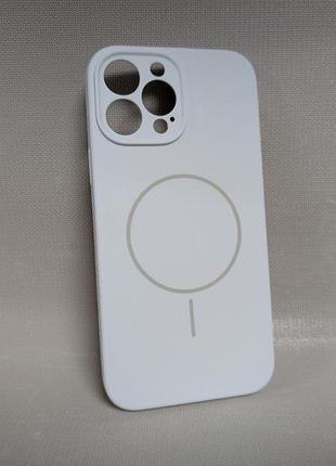 Чехол для iphone 13 pro max / айфон 13 про макс, soft touch, противоударный, magsafe, белый