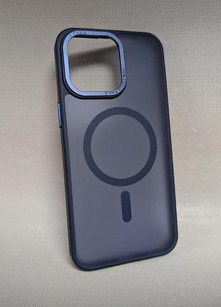Чехол для iphone 15 pro max / айфон 15 про макс, guard matte, противоударный, soft touch, с magsafe, синий