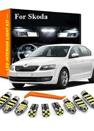 Комплект автомобільних led ламп для салону skoda superb mk3 2016-2019р. 20шт