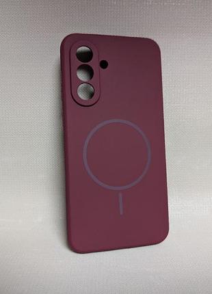 Чехол для samsung galaxy a56 / самсунг гелакси a56, luxury, с логотипом, мягкий, противоударный, софттач, magsafe, бордовый