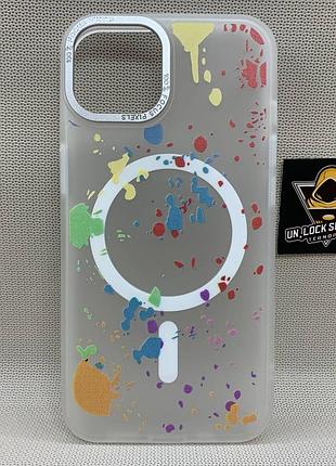 Чехол wlons unicorn противоударный pc+tpu для iphone 14 magsafe матовый белый