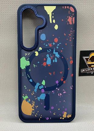 Чехол wlons unicorn противоударный pc+tpu для samsung galaxy s24 / s25 magsafe матовый синий