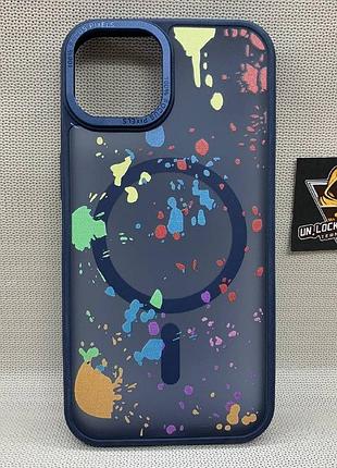 Чехол wlons unicorn противоударный pc+tpu для iphone 13 magsafe матовый синий