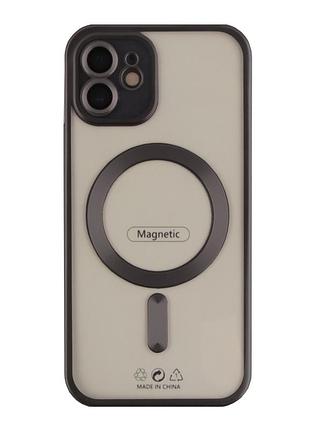 Чохол для iphone 11 з magsafe metallic (tpu+pc) чорний