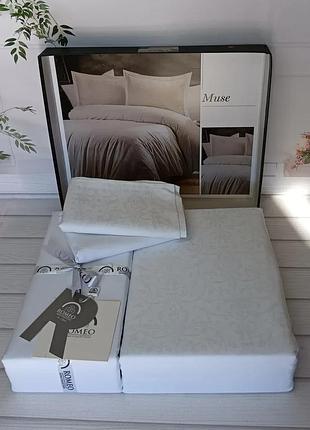 Постельное белье сатин жаккард romeo home евро размер 200 на 220 см muse
