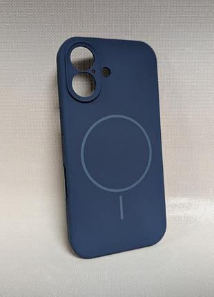 Чехол для iphone 17 / айфон 17, luxury, мягкий, противоударный, софттач, magsafe, синий