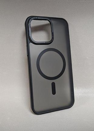 Чехол для iphone 15 pro max / айфон 15 про макс, guard matte, противоударный, soft touch, с magsafe, черный