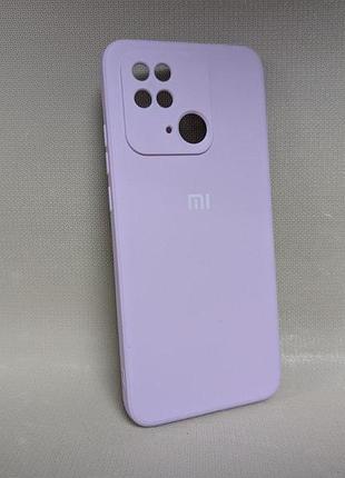Чохол для xiaomi redmi 10c / сяомі редмі 10с, силіконовий, матовий, бузковий, з логотипом