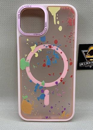 Чехол wlons unicorn противоударный pc+tpu для iphone 13 magsafe матовый розовый