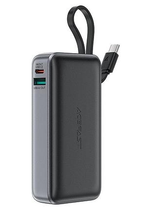 Зовнішній акумулятор acefast m7 pd30w power bank with cable 10000mah, black