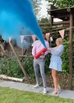 Балон для визначення статі дитини з фарбою холі 3 кг, gender party для свят, гендер паті блакитний