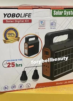 Фонарь yobolife 3609 m на 6000 mah аккумуляторный йоболайф с лампочками и fm радио