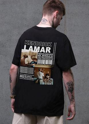 Футболка мужская kendrick оверсайз с принтом черная хлопковая