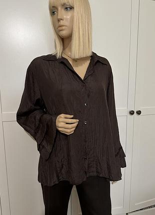 Шовкова коричнева сорочка блуза chico’s, р. xl