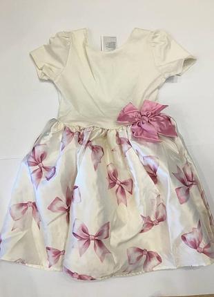 Новое шикарное детское платье молочного цвета с розовым бантом h&m 8-10 лет нове дитяче плаття