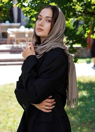 Женский светло-коричневый шарф, большой, котоновый шарф "милан" от my scarf 180 на 60 см