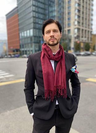 Мужской шарф,бордо, бургунди, большой мужской котоновый шарф "милан" от my scarf 180 на 60 см
