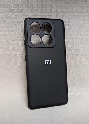 Чехол для xiaomi 14t pro / сяоми 14т про, силиконовый, матовый, черный, с логотипом