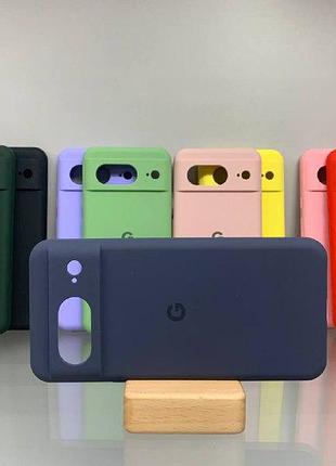 Google pixel 8 | противоударный чехол с логотипом | soft touch | синий