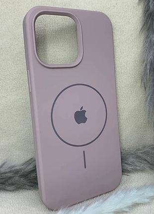 Чехол мягкий iphone 14 pro max magsafe softtouch противоударный пудровый