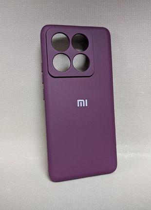 Чехол для xiaomi 14t pro / сяоми 14т про, силиконовый, матовый, фиолетовый, с логотипом