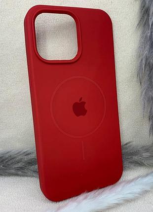 Чехол мягкий iphone 14 pro max magsafe softtouch противоударный красный