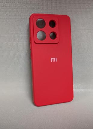 Чехол для xiaomi poco x6 / сяоми поко х6, силиконовый, матовый, красный, с логотипом