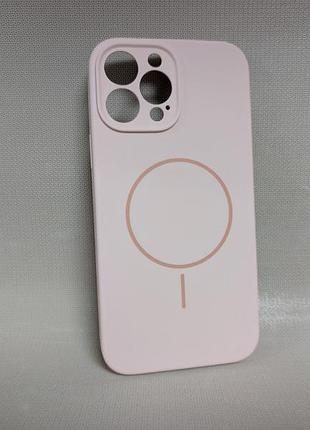 Чохол для iphone 13 pro max / айфон 13 про макс, soft touch, протиударний, magsafe, пудровий