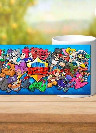 Кружка біла з принтом brawl stars