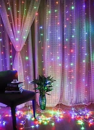 Светодиодная гирлянда-занавес christmas decoration 360led 220в 3x2м разноцветная