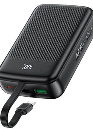 Зовнішній акумулятор acefast m14 pd20w power bank with cable 20000mah black