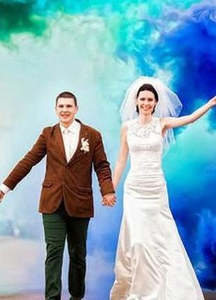 Синій кольоровий дим (найнасиченіший (дим09), димова шашка, кольоровий дим, 45 сек.
