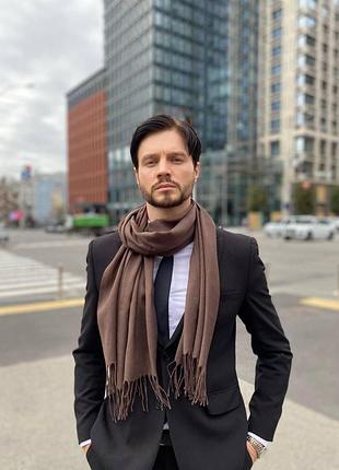 Чоловічий шоколадний шарф, великий чоловічий котоновий шарф "мілан" від my scarf 180 на 60 см