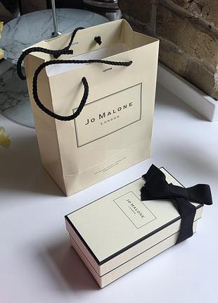 Коробка и пакет jo malone london оригинал для парфюмов и косметики с черной лентой