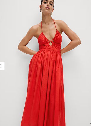 Красный хлопковый сарафан с пышой юбкой marks&spencer размер 14
