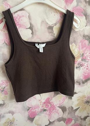 Kоричневий топ майка топ р.s h&m