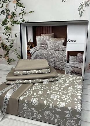 Постельное белье сатиновое romeo home евро размер 200 на 220 см seren