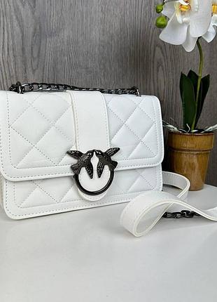 Женская мини сумочка клатч pinko экокожа черная на цепочке для вечернего выхода маленькая сумка с птичками
