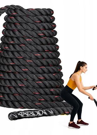 Канат тренировочный 4fizjo battle rope 12 м для кроссфита black (p-5907739312259)