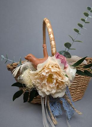 Великодня прикраса на кошик "соловейко"