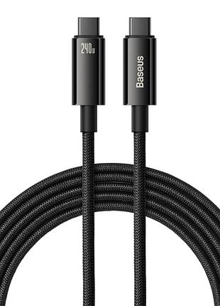 Кабель baseus tungsten gold data cable 240w, power delivery 3.1, 480mbps, type-c to type-c 3м black (cawj040201)