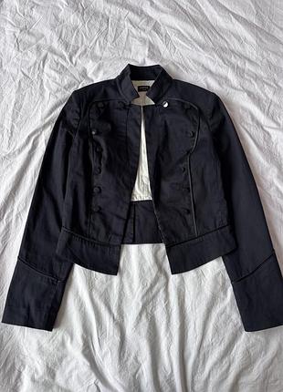 Жіносий піджак жакет в гусарському стилі napoleon jacket у темно-синьому кольорі вінтажний жакет