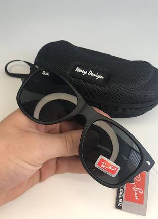 Чоловічі сонцезахисні окуляри ray ban wayfarer 2140 чорні класичні окуляри від сонця темні рей бен чорний матовий