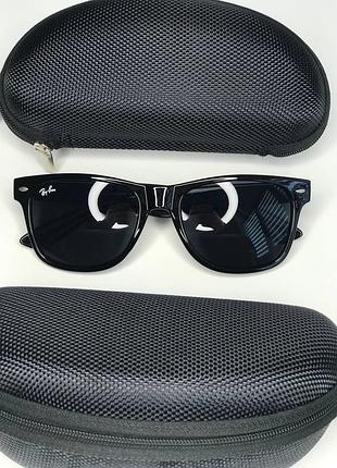 Чоловічі сонцезахисні окуляри ray ban wayfarer 2140 чорні класичні окуляри від сонця темні рей бен чорний глянець