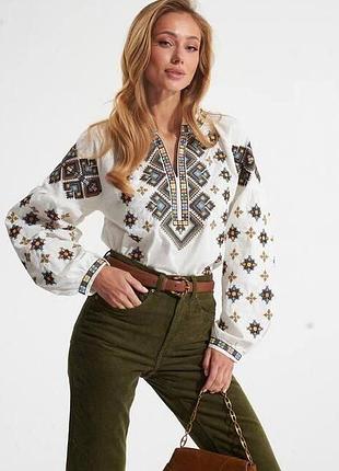 Женская рубашка вышиванка s m l xl 2xl 3xl рубашки женские вышиванки турция 2хл, белый