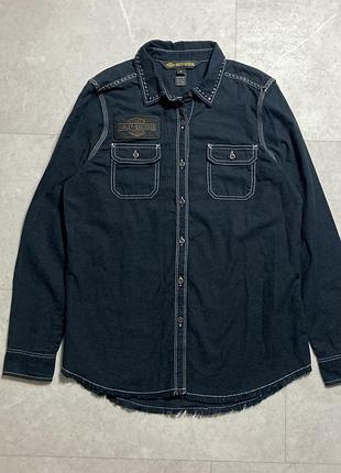 Сорочка джинсова ковбойська vintage harley davidson denim western cowboy button shirt medium