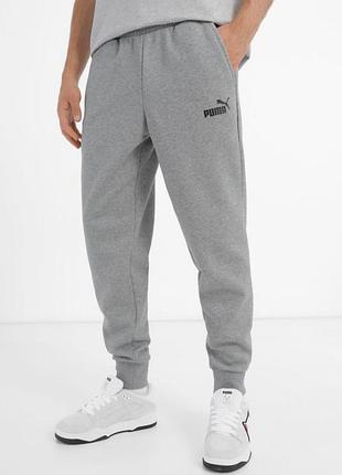 Спортивные штаны джоггеры серые серый меланж с логотипом puma