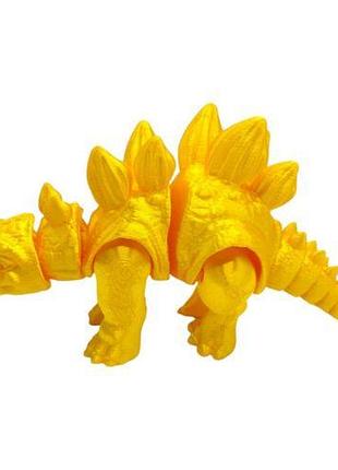 Игрушка подвижная 3d динозавр 18 см, стегозавр (желтый)