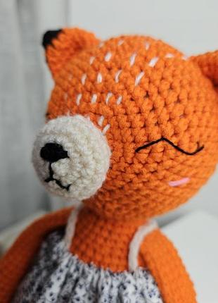 ​в'язана іграшка лисичка у квітковій сукні | ручна робота | подарунок для дитини 8